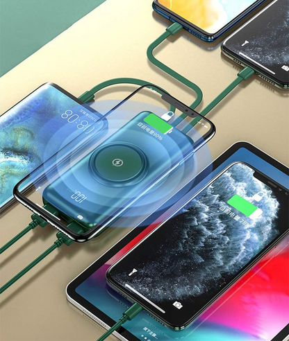 Power Bank Inalámbrico y Cables 12000mah