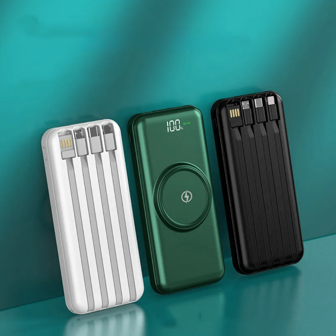 Power Bank Inalámbrico y Cables 12000mah