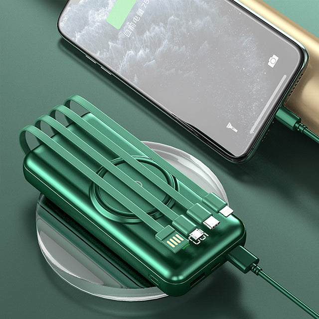 Power Bank Inalámbrico y Cables 12000mah