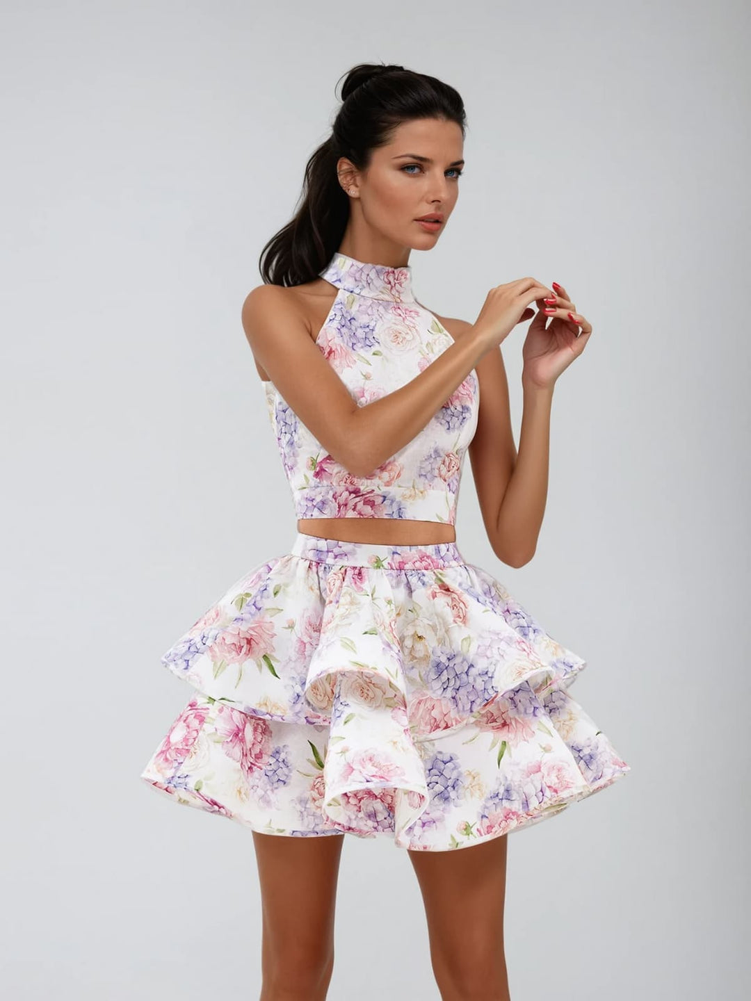 Zestaw wielowarstwowej spódnicy Alecto w kwiatowe wzory