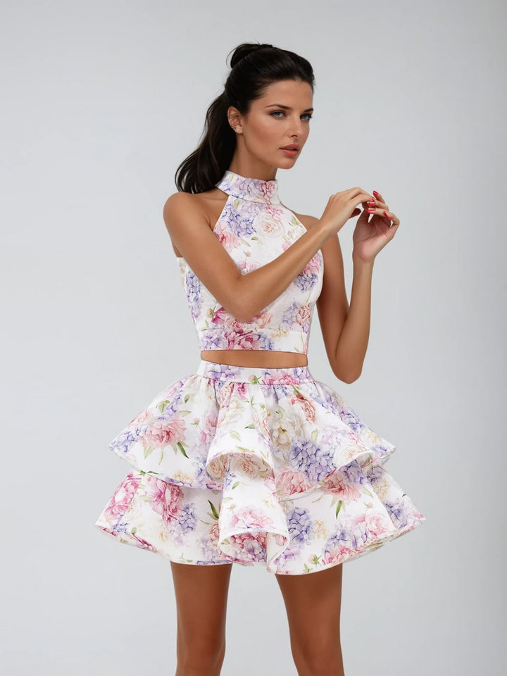 Zestaw wielowarstwowej spódnicy Alecto w kwiatowe wzory