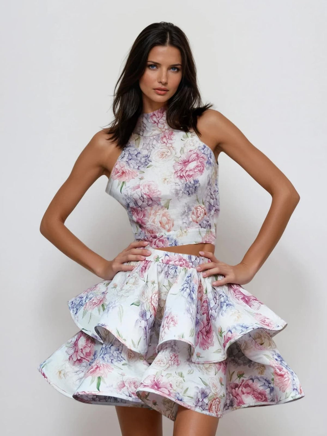 Zestaw wielowarstwowej spódnicy Alecto w kwiatowe wzory