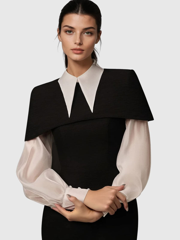 Sukienka mini z długim rękawem i szalem Braela