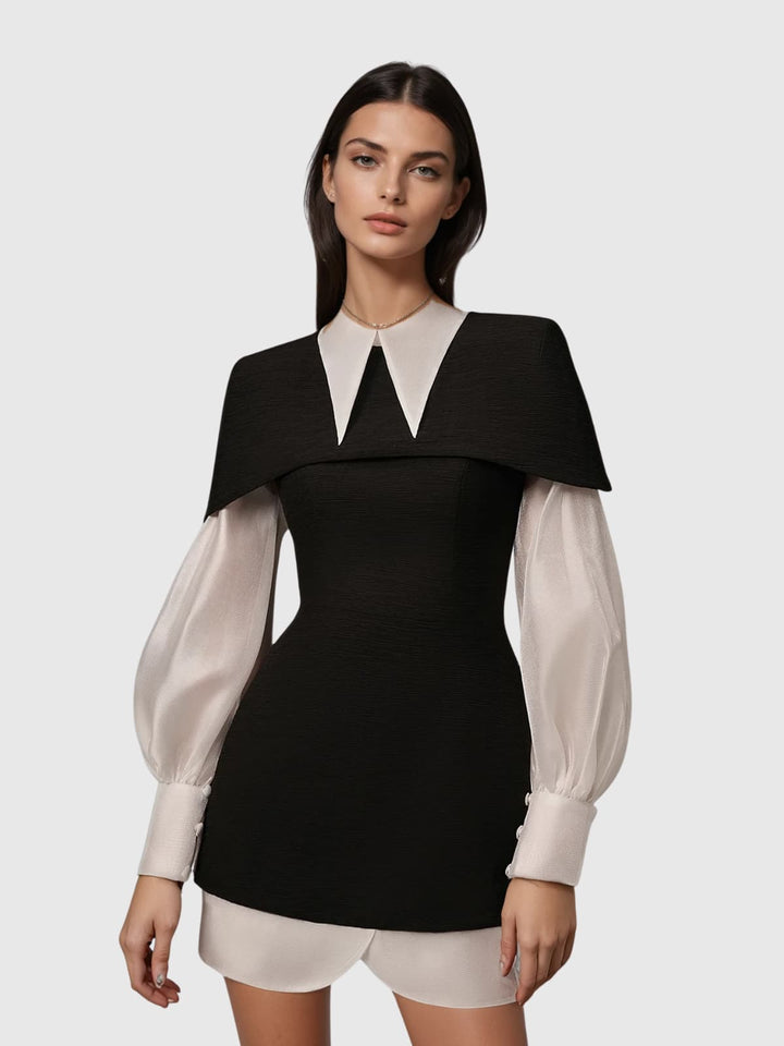 Sukienka mini z długim rękawem i szalem Braela