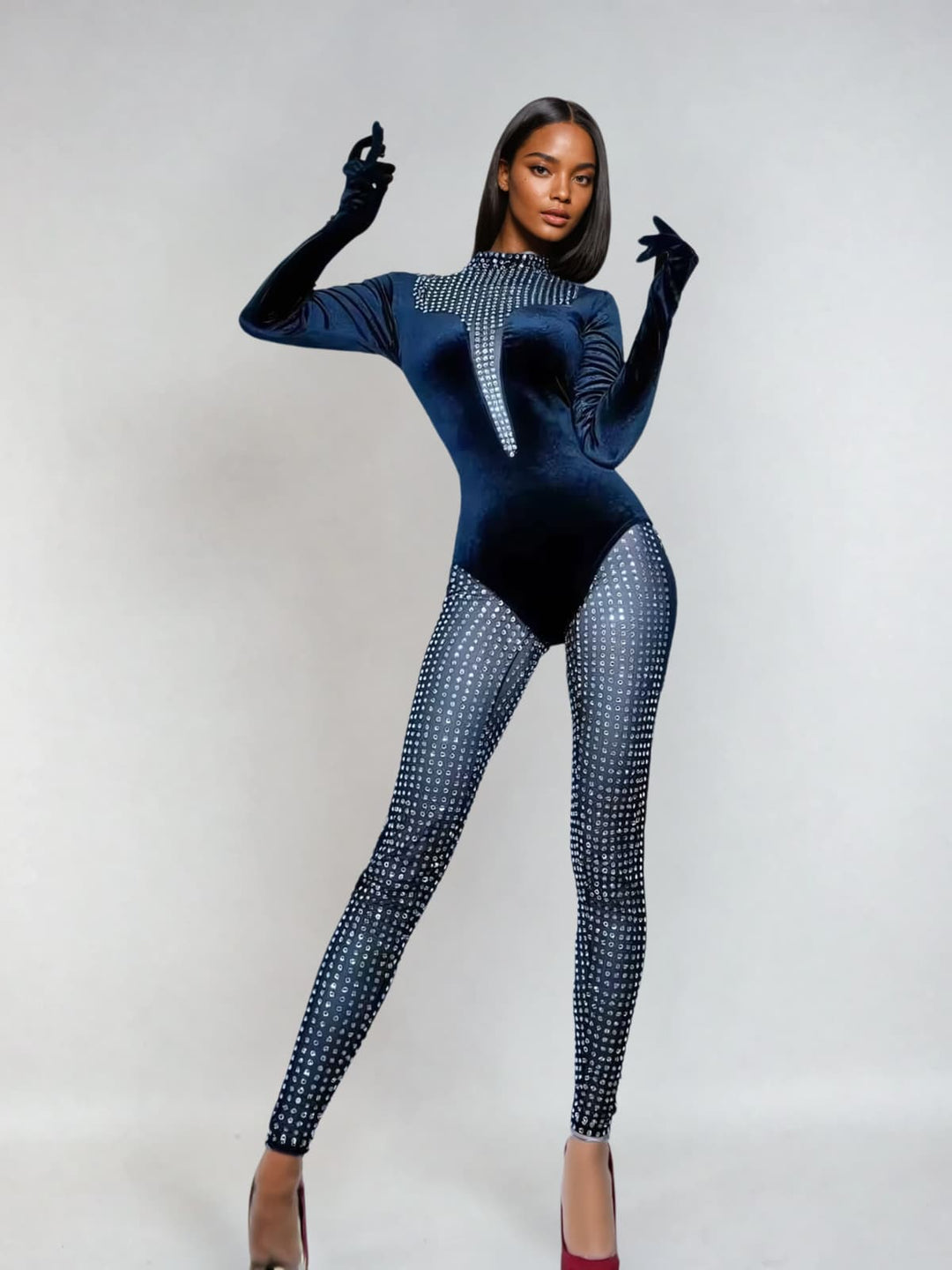 Komplet body z aksamitu z kryształkami Brythar 