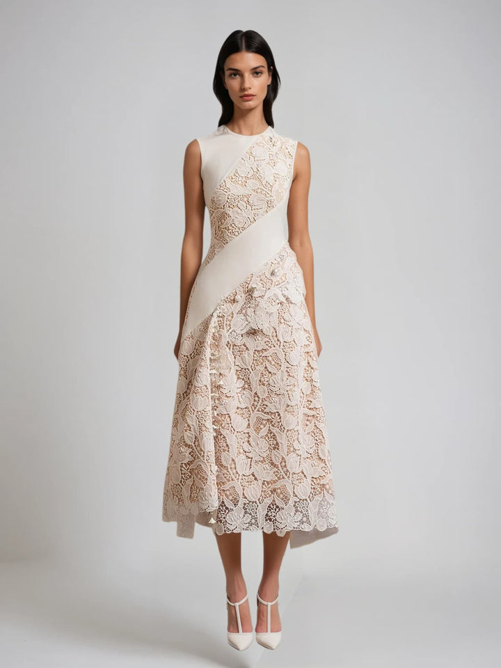 Fyrithia Sleeveless Lace Midi Dress