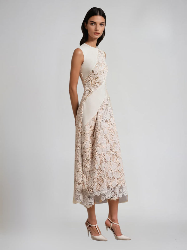 Fyrithia Sleeveless Lace Midi Dress