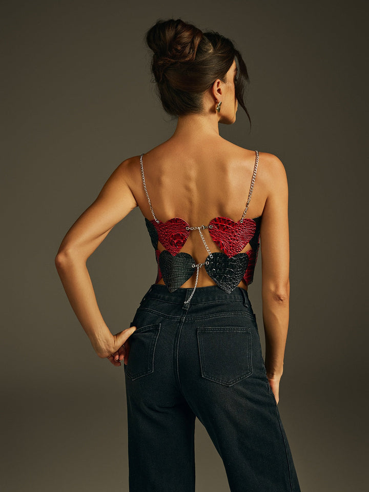 Jyren Spaghetti Chain Heart Top