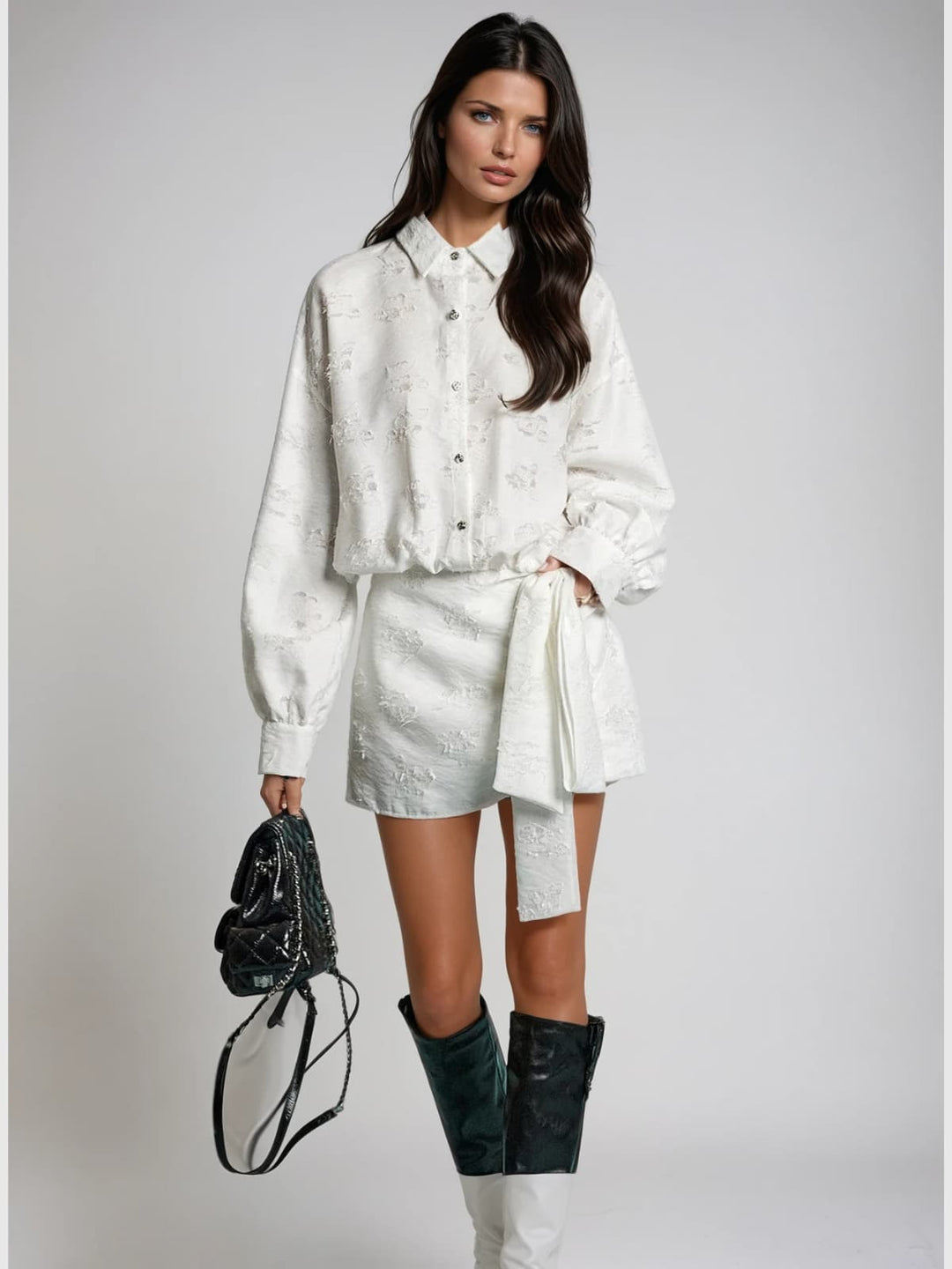 Katella Long Sleeve Bow Mini Dress