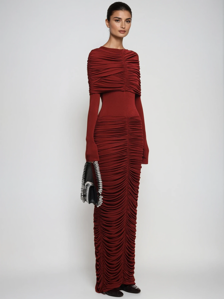 Liseli Long Sleeve Ruched Maxi Dress