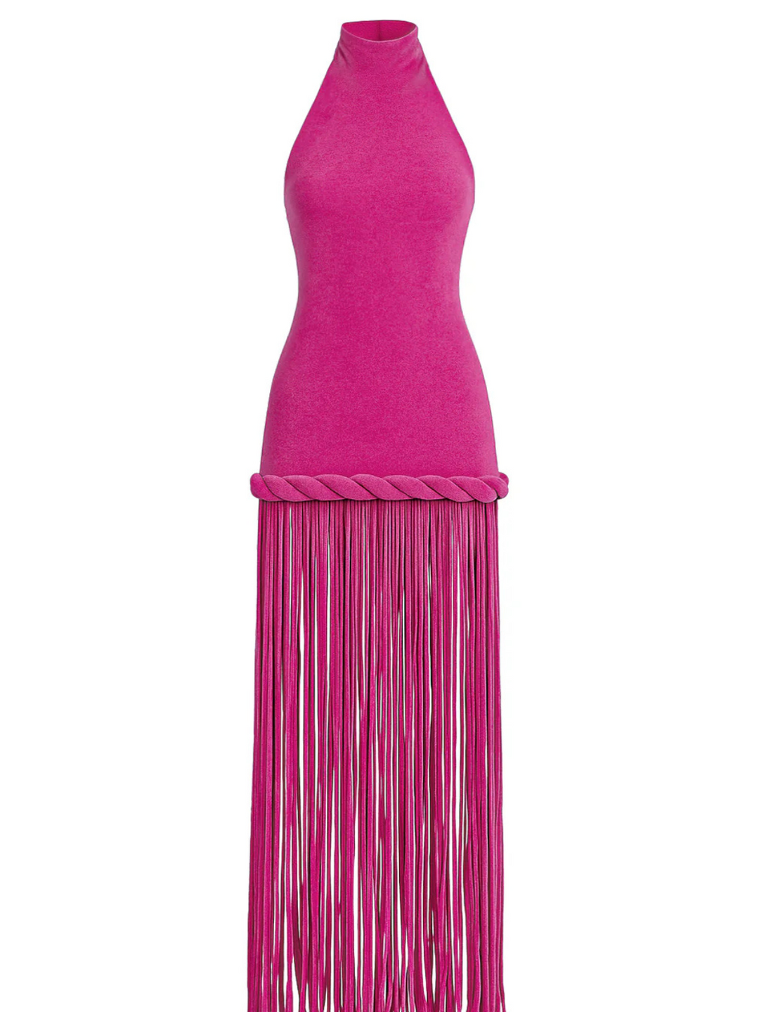 Litonya Halterneck Fringe Velvet Maxi Dress