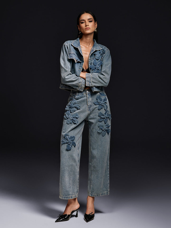 Komplet kurtki jeansowej Olliana Flower