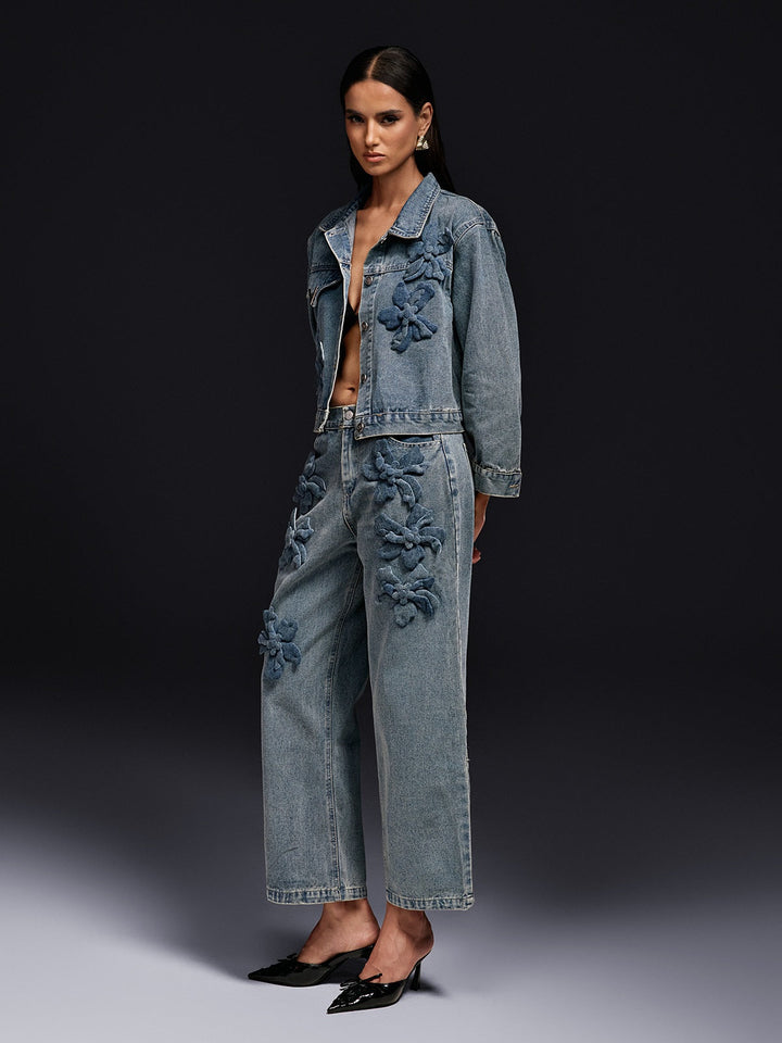 Komplet kurtki jeansowej Olliana Flower