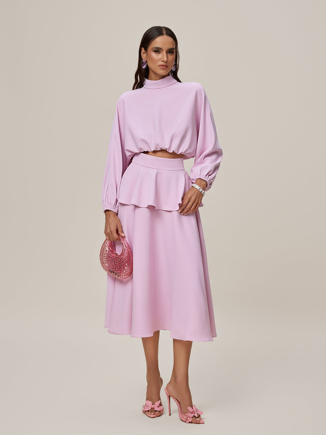 Komplet spódnicy Orella z wysokim kołnierzem i falbanką 