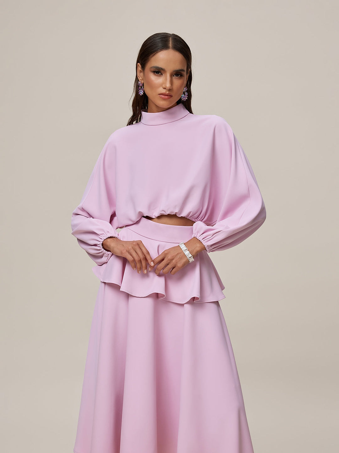 Komplet spódnicy Orella z wysokim kołnierzem i falbanką 