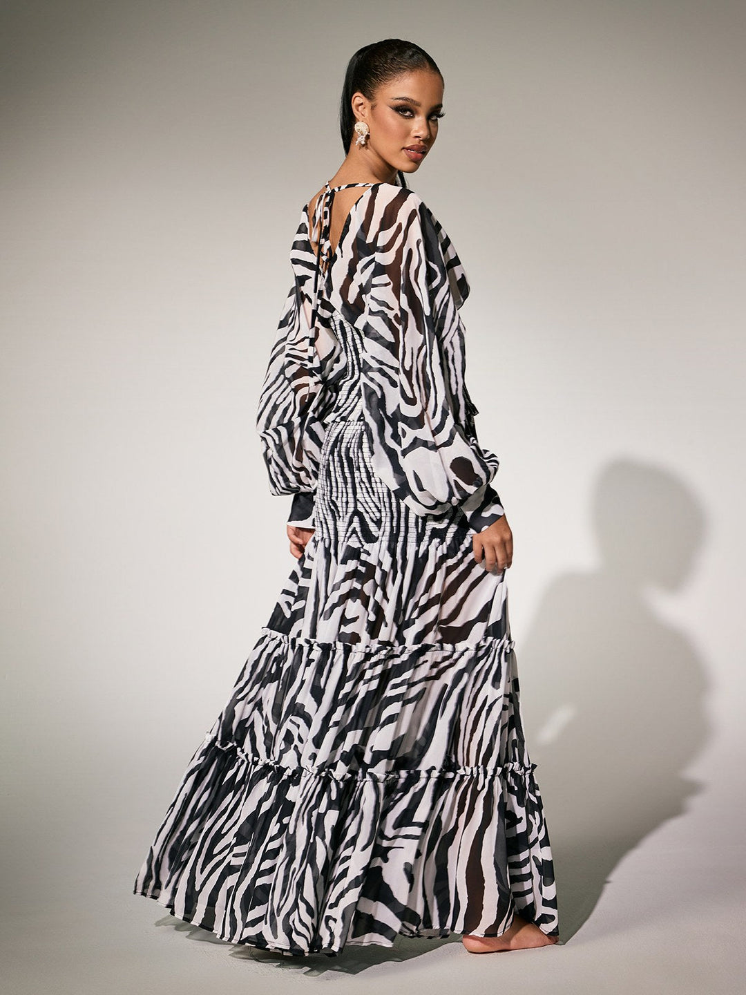 Spódnica Panthea z dekoltem w serek i zebrą