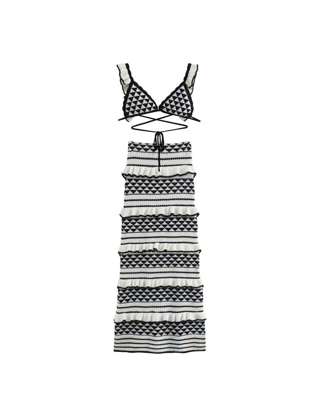 Spódnica dzianinowa z falbanką w panterkę