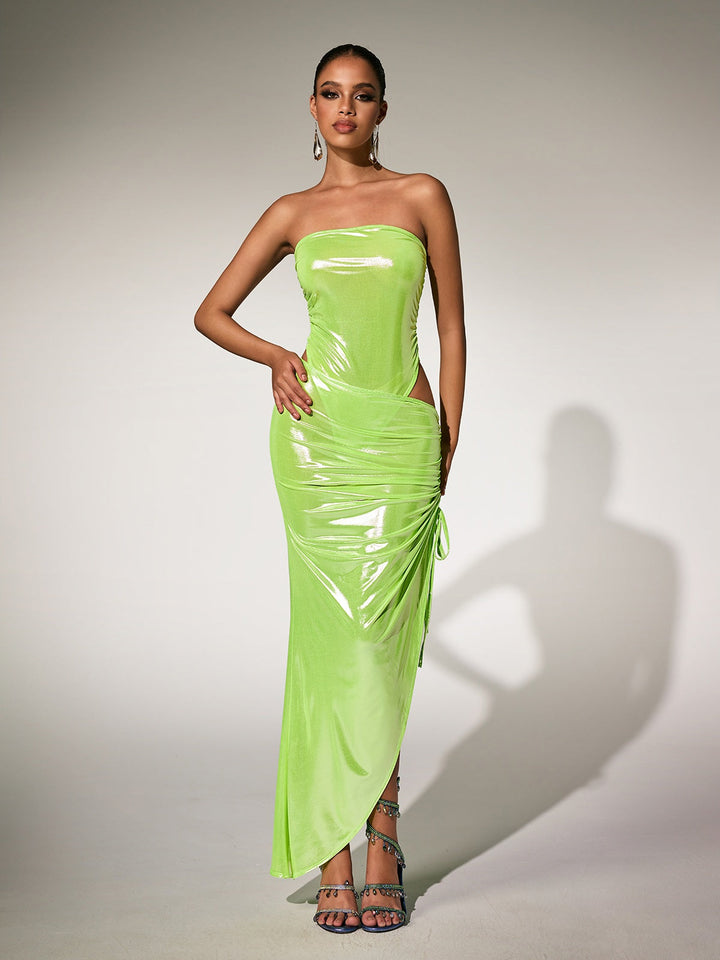 Paquita Strapless Skirt Set In Green