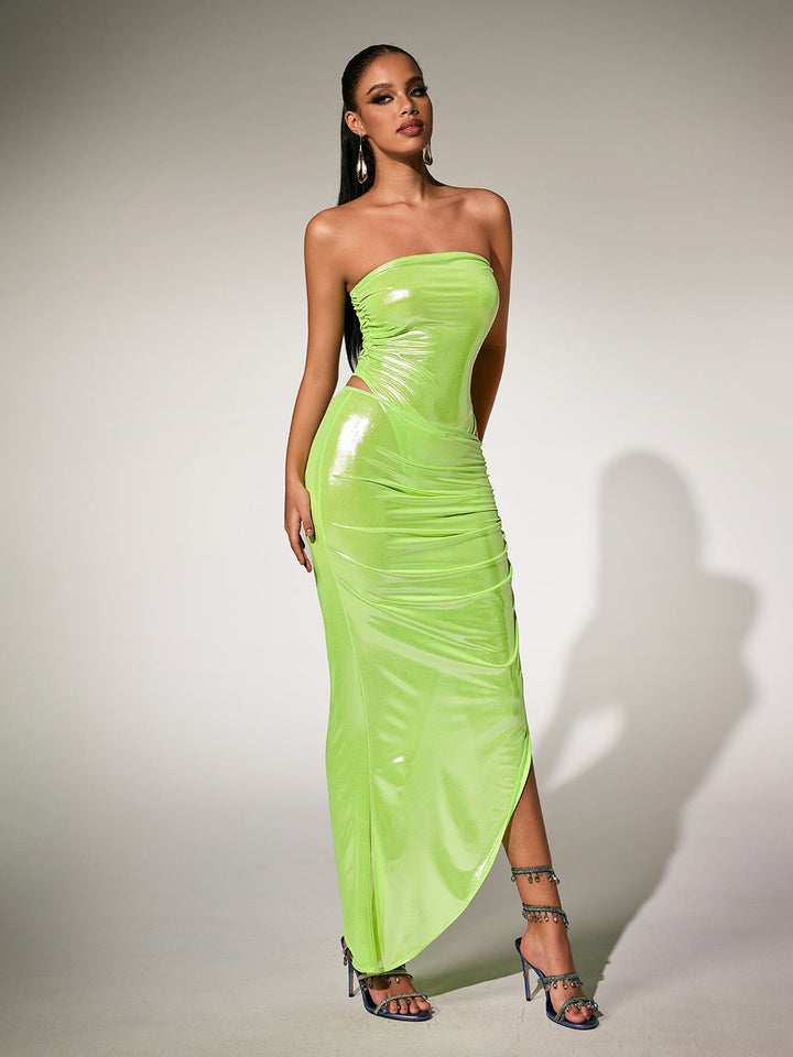 Paquita Strapless Skirt Set In Green