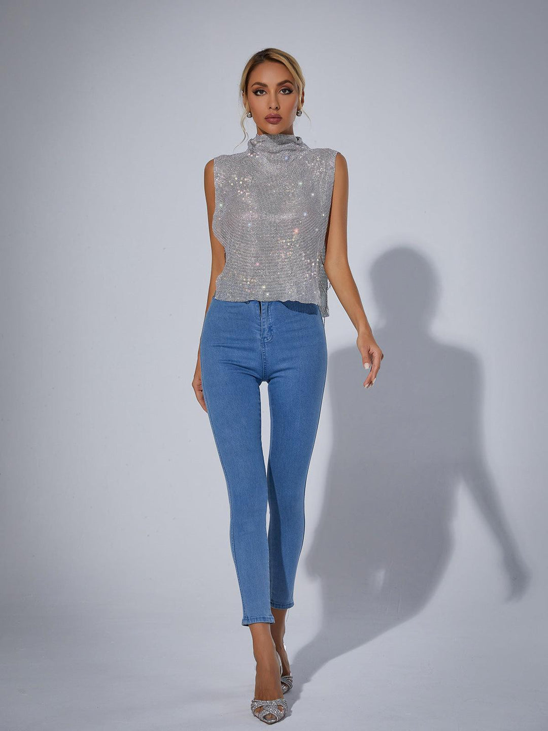 Marilyn Split Chain Chain Collier Top w kolorze srebrnym