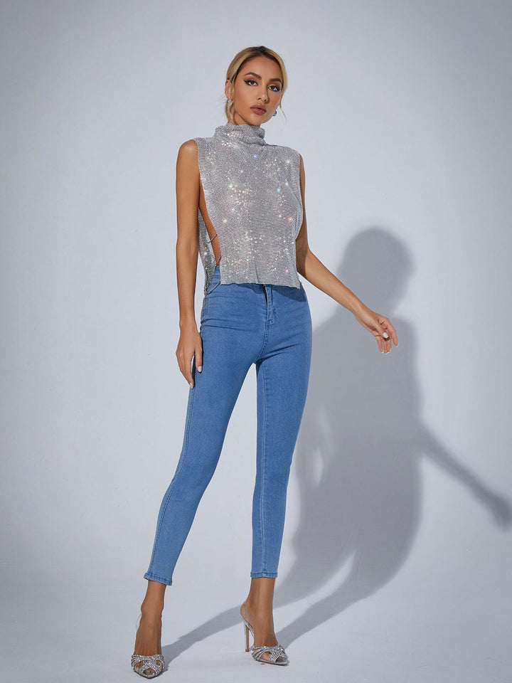 Marilyn Split Chain Chain Collier Top w kolorze srebrnym